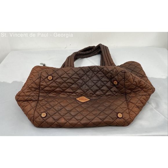 MZ Wallace Burnt Orange / Brown Metro Deluxe Quilted Tote Bag Purse Great Cond. - Picture 5 of 10